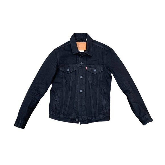 VINTAGE Levi's Trucker Denim Jacket Black Small - Picture 4 of 5
